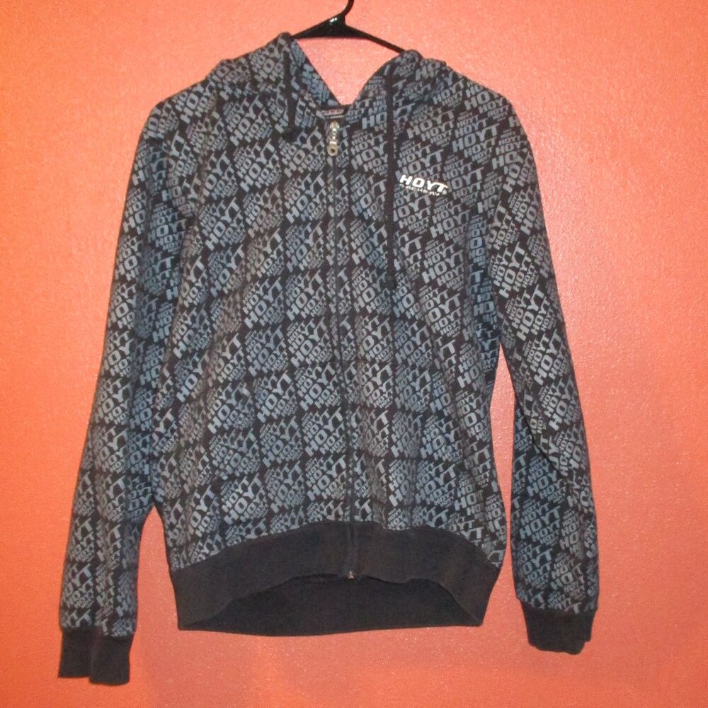 Hoyt Jacket Archery Bow Men Small Black Gray Full Zip Pockets Hooded Jacket